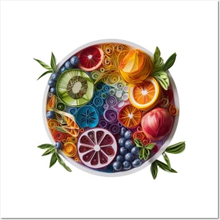 Whirls of Flavor: A Paper Quilled Kirigami Fruit Bowl Extravaganza Posters and Art